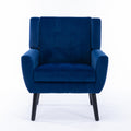 Modern Soft Velvet Material Ergonomics Accent Chair Living Room Chair Bedroom Chair Home Chair With Black Legs For Indoor Home Blue Foam Upholstered