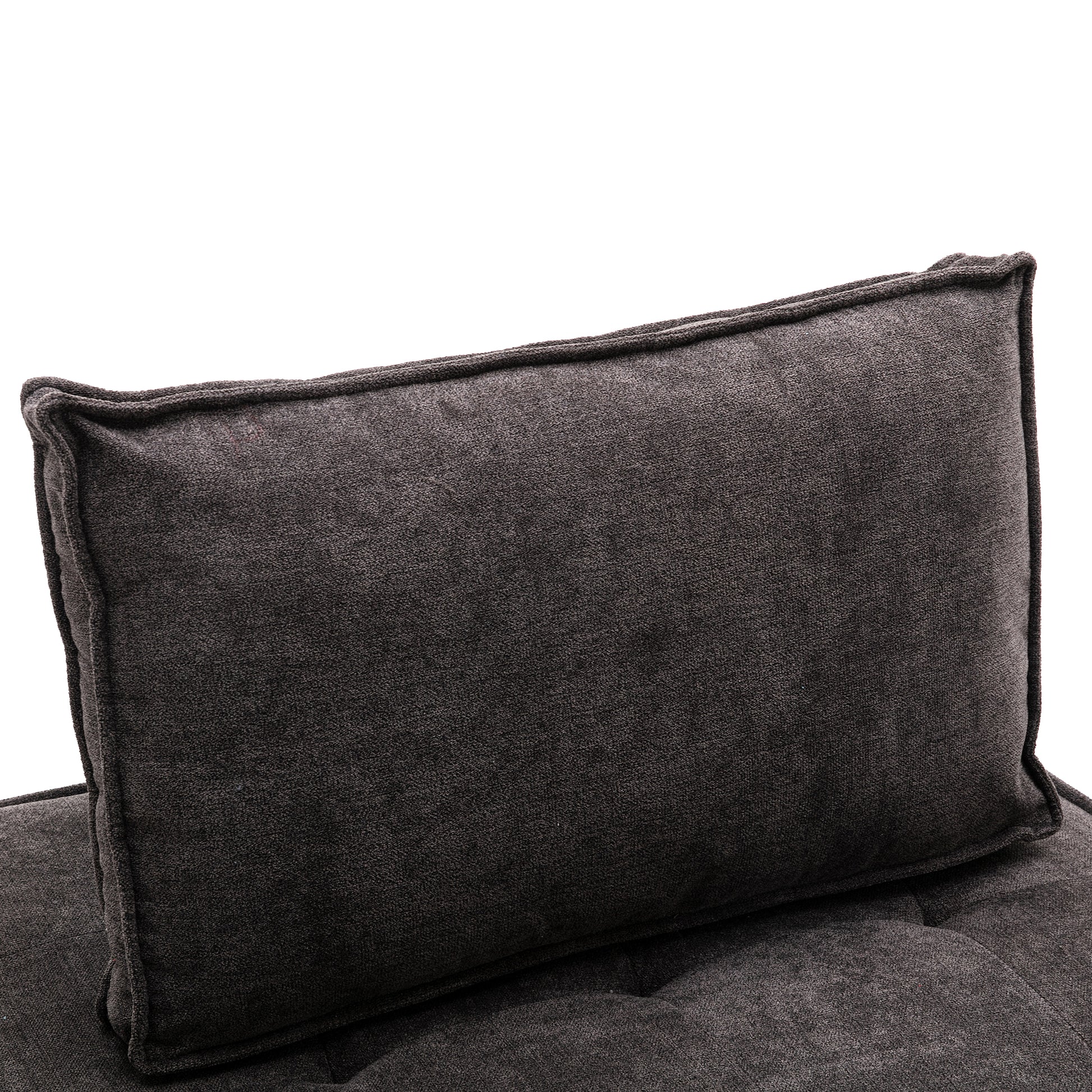 Coolmore Modern Upholstered Chair Leisure Sofa Lazy Sofa Plastic Legs And Pillow Removable Armless Accent Chair For Living Room,Bedroom,Office Grey Linen Grey Foam Linen