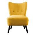 Unique Style Accent Chair Yellow Velvet Covering Button Tufted Back Brown Finish Wood Legs Modern Home Furniture Yellow Primary Living Space Modern,Retro Solid Wood