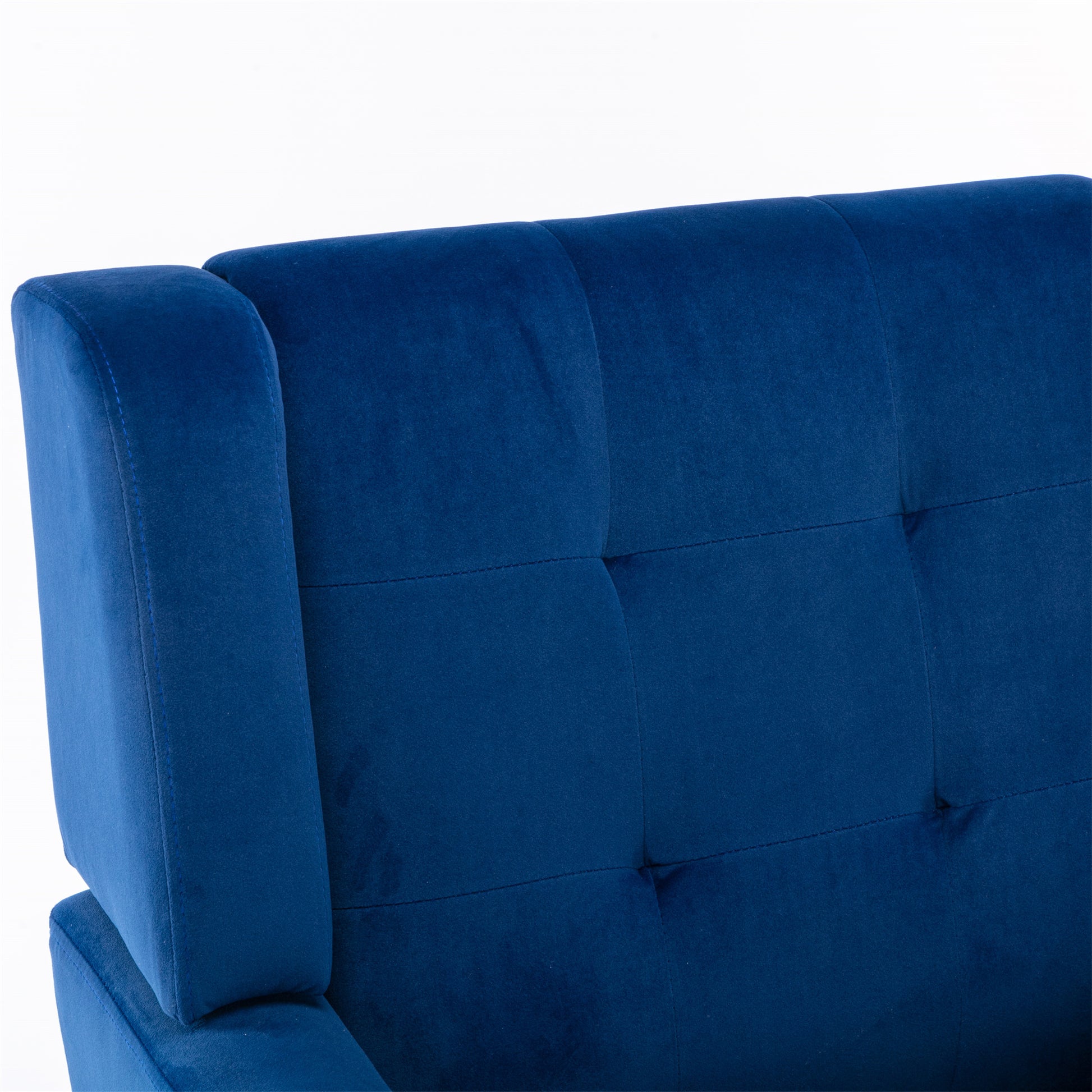 Modern Soft Velvet Material Ergonomics Accent Chair Living Room Chair Bedroom Chair Home Chair With Black Legs For Indoor Home Blue Foam Upholstered