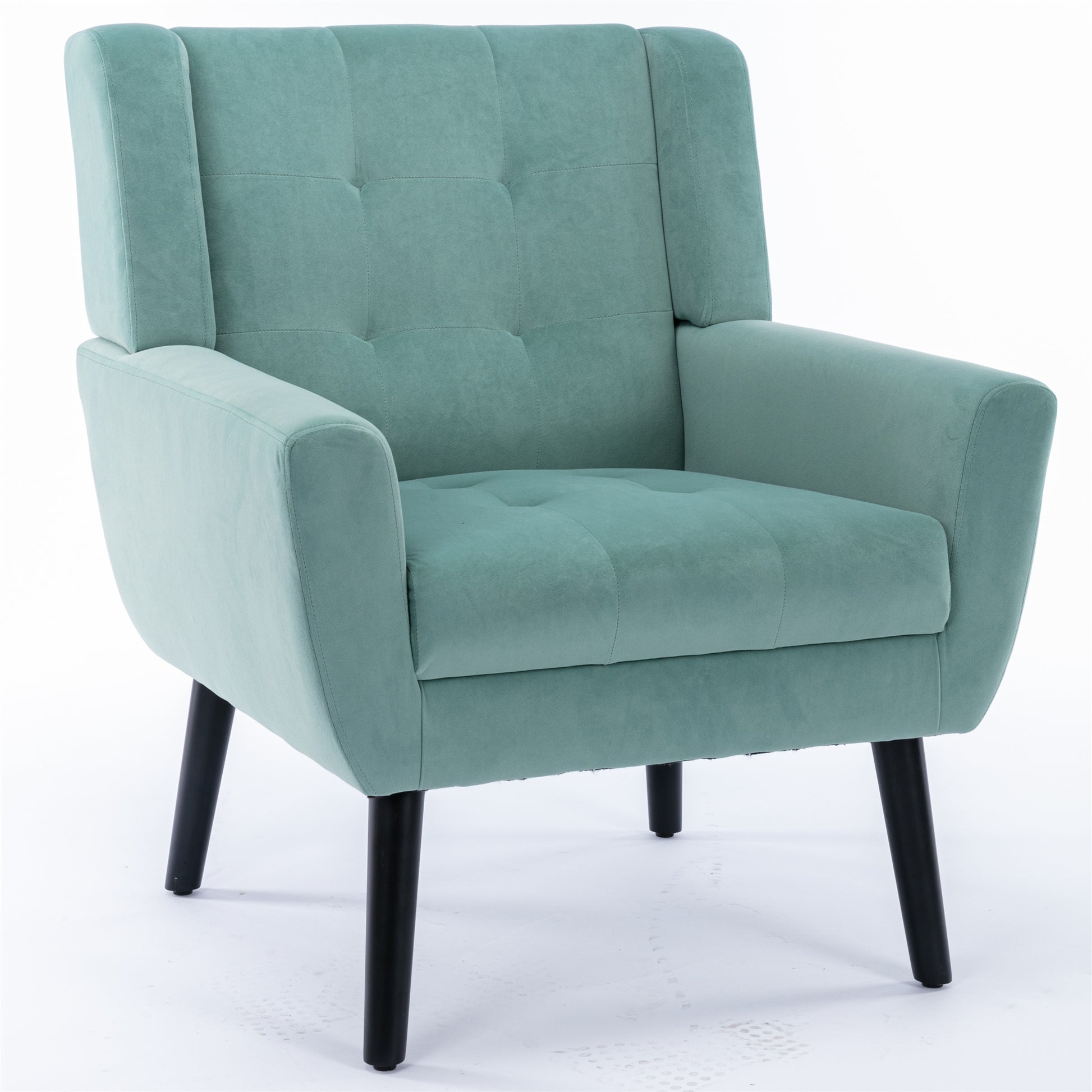Modern Soft Velvet Material Ergonomics Accent Chair Living Room Chair Bedroom Chair Home Chair With Black Legs For Indoor Home Mint Green Foam Upholstered
