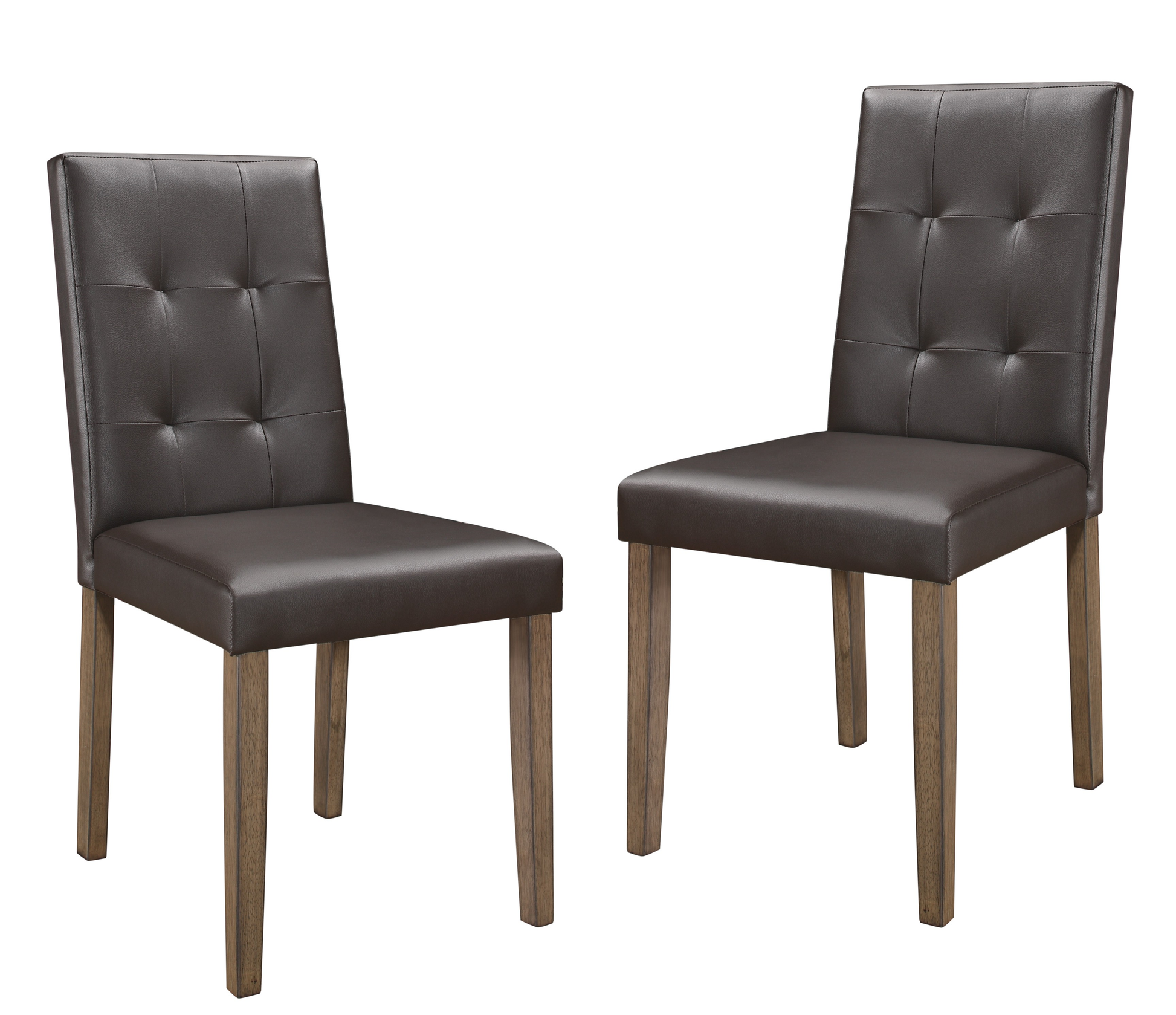 Side Chairs 2Pc Set Walnut Brown Finish Wood Frame Faux Leather Back And Seat Brown Dining Room Side Chair Wood