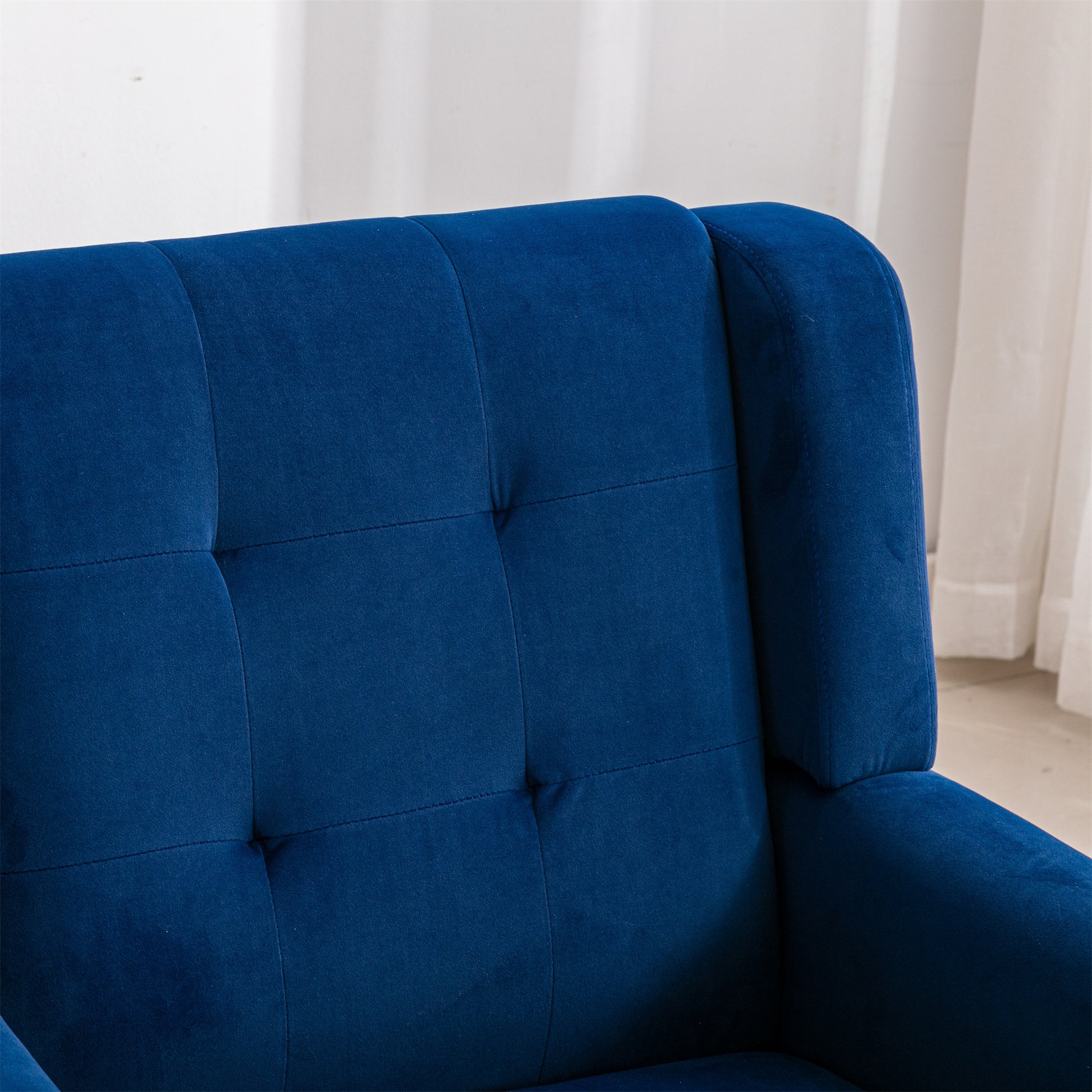 Modern Soft Velvet Material Ergonomics Accent Chair Living Room Chair Bedroom Chair Home Chair With Black Legs For Indoor Home Blue Foam Upholstered