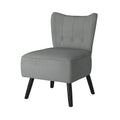 Unique Style Gray Velvet Covering Accent Chair Button Tufted Back Brown Finish Wood Legs Modern Home Furniture Gray Primary Living Space Modern,Retro Solid Wood