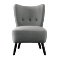 Unique Style Gray Velvet Covering Accent Chair Button Tufted Back Brown Finish Wood Legs Modern Home Furniture Gray Primary Living Space Modern,Retro Solid Wood