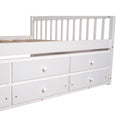 Full Size Wooden House Bed With Trundle And 3 Storage Drawers White White Solid Wood
