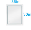 36*30In Led Mirror For Bathroom With Lights,Dimmable,Anti Fog,Lighted Bathroom Mirror With Smart Touch Button,Memory Function Horizontal Vertical White Aluminum