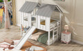 Twin Over Twin House Bunk Bed With Slide And Windows,White Old Sku:Gx000920Aak 1 White Pine