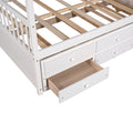 Full Size Wooden House Bed With Trundle And 3 Storage Drawers White White Solid Wood
