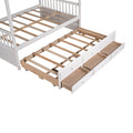 Full Size Wooden House Bed With Trundle And 3 Storage Drawers White White Solid Wood