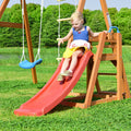 Wooden Swing Set With Slide, Outdoor Playset Backyard Activity Playground Climb Swing Outdoor Play Structure For Toddlers, Ready To Assemble Wooden Swing N Slide Set Kids Climbers Natural Solid Wood
