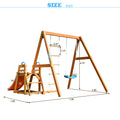 Wooden Swing Set With Slide, Outdoor Playset Backyard Activity Playground Climb Swing Outdoor Play Structure For Toddlers, Ready To Assemble Wooden Swing N Slide Set Kids Climbers Natural Solid Wood