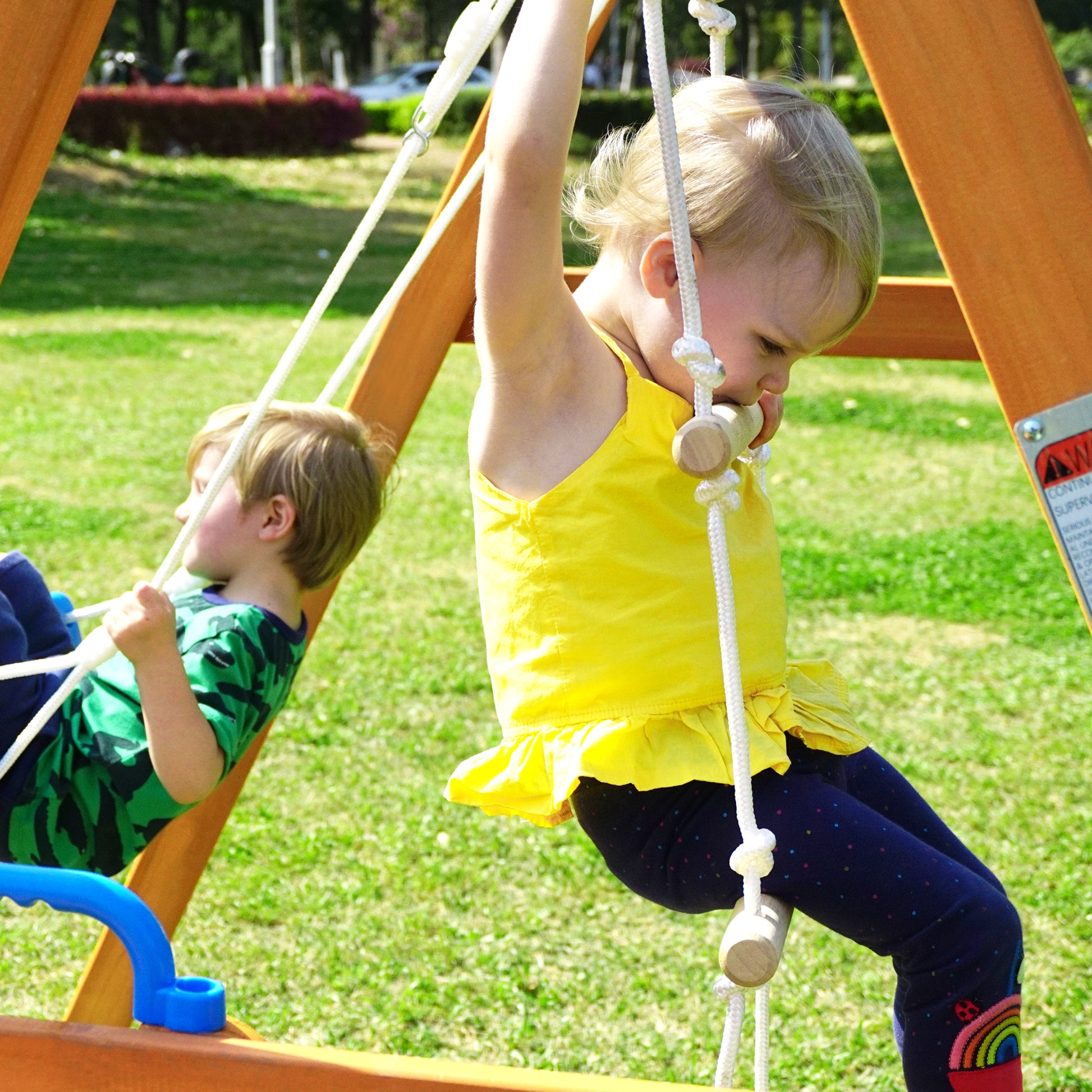 Wooden Swing Set With Slide, Outdoor Playset Backyard Activity Playground Climb Swing Outdoor Play Structure For Toddlers, Ready To Assemble Wooden Swing N Slide Set Kids Climbers Natural Solid Wood