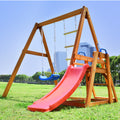 Wooden Swing Set With Slide, Outdoor Playset Backyard Activity Playground Climb Swing Outdoor Play Structure For Toddlers, Ready To Assemble Wooden Swing N Slide Set Kids Climbers Natural Solid Wood