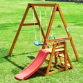 Wooden Swing Set With Slide, Outdoor Playset Backyard Activity Playground Climb Swing Outdoor Play Structure For Toddlers, Ready To Assemble Wooden Swing N Slide Set Kids Climbers Natural Solid Wood