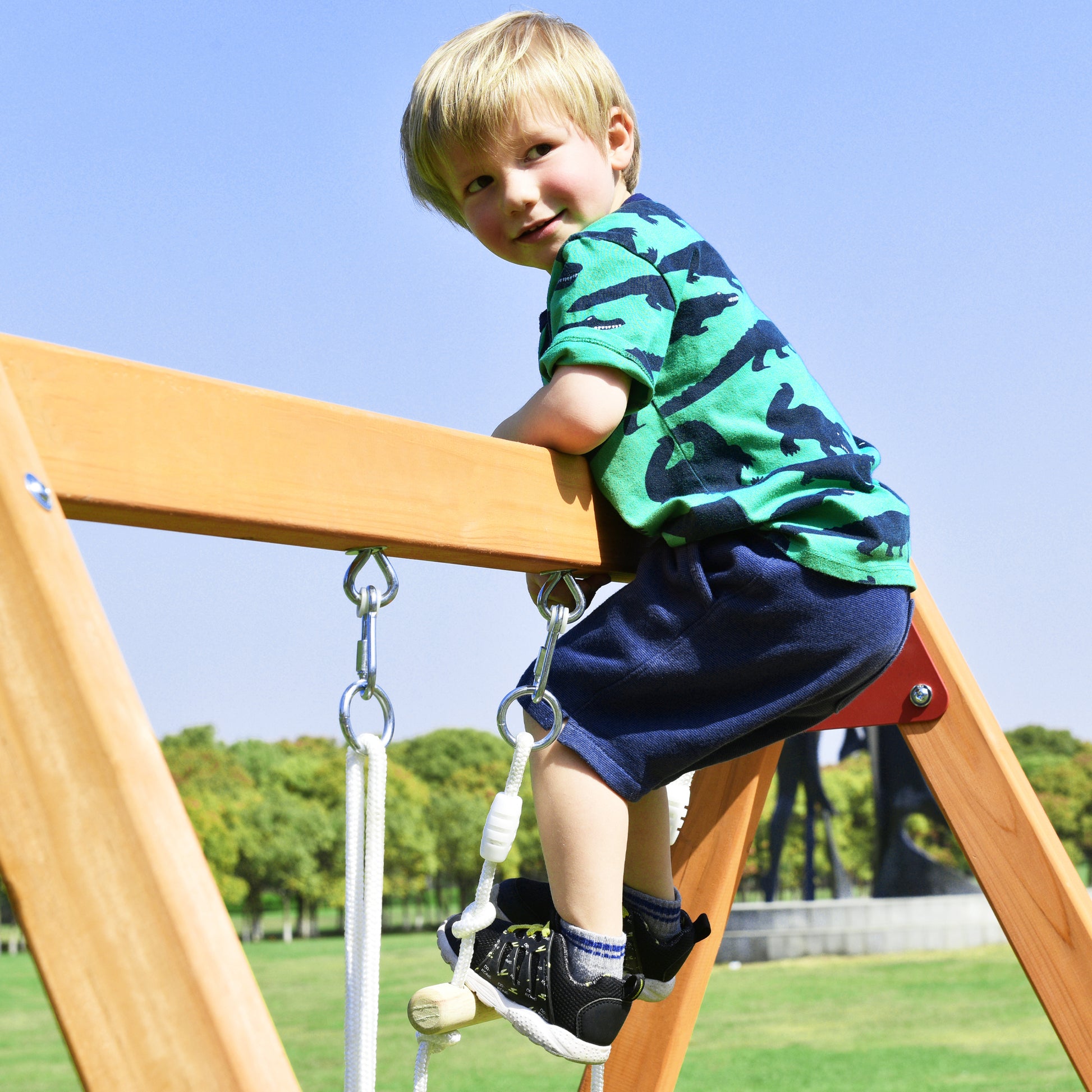 Wooden Swing Set With Slide, Outdoor Playset Backyard Activity Playground Climb Swing Outdoor Play Structure For Toddlers, Ready To Assemble Wooden Swing N Slide Set Kids Climbers Natural Solid Wood