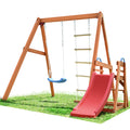 Wooden Swing Set With Slide, Outdoor Playset Backyard Activity Playground Climb Swing Outdoor Play Structure For Toddlers, Ready To Assemble Wooden Swing N Slide Set Kids Climbers Natural Solid Wood