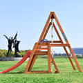 Wooden Swing Set With Slide, Outdoor Playset Backyard Activity Playground Climb Swing Outdoor Play Structure For Toddlers, Ready To Assemble Wooden Swing N Slide Set Kids Climbers Natural Solid Wood