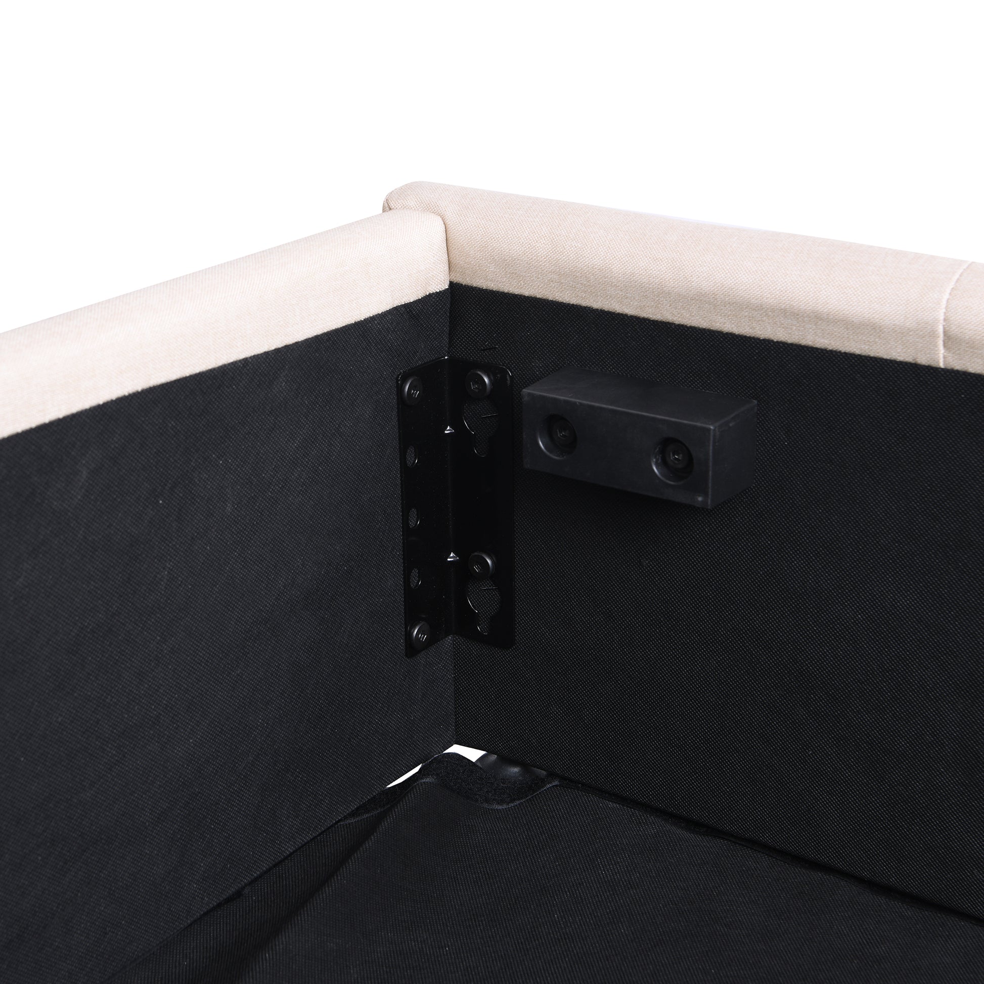 Full Size Upholstered Platform Bed With A Hydraulic Storage System Beige Beige Upholstered