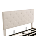 Full Size Upholstered Platform Bed With A Hydraulic Storage System Beige Beige Upholstered