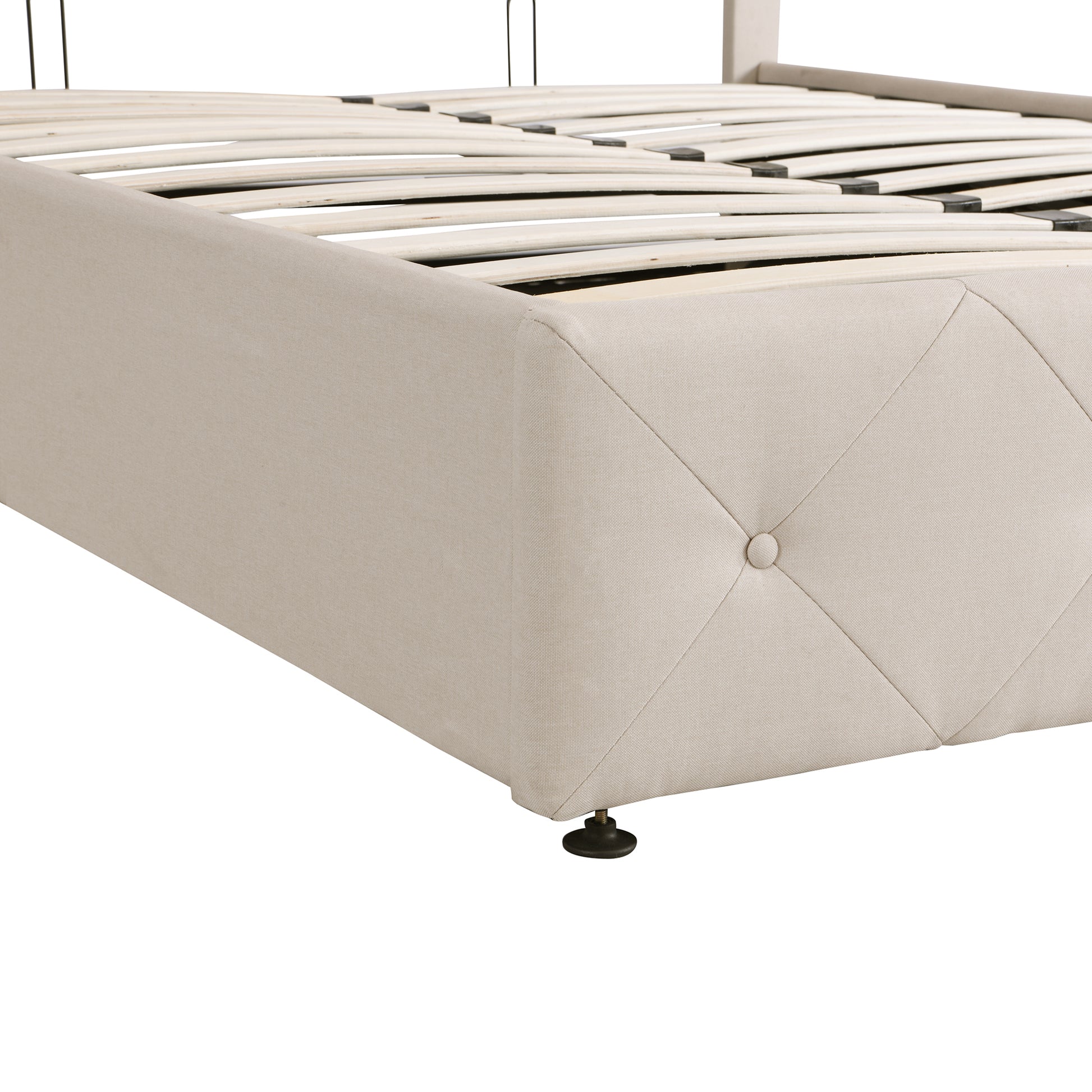 Full Size Upholstered Platform Bed With A Hydraulic Storage System Beige Beige Upholstered