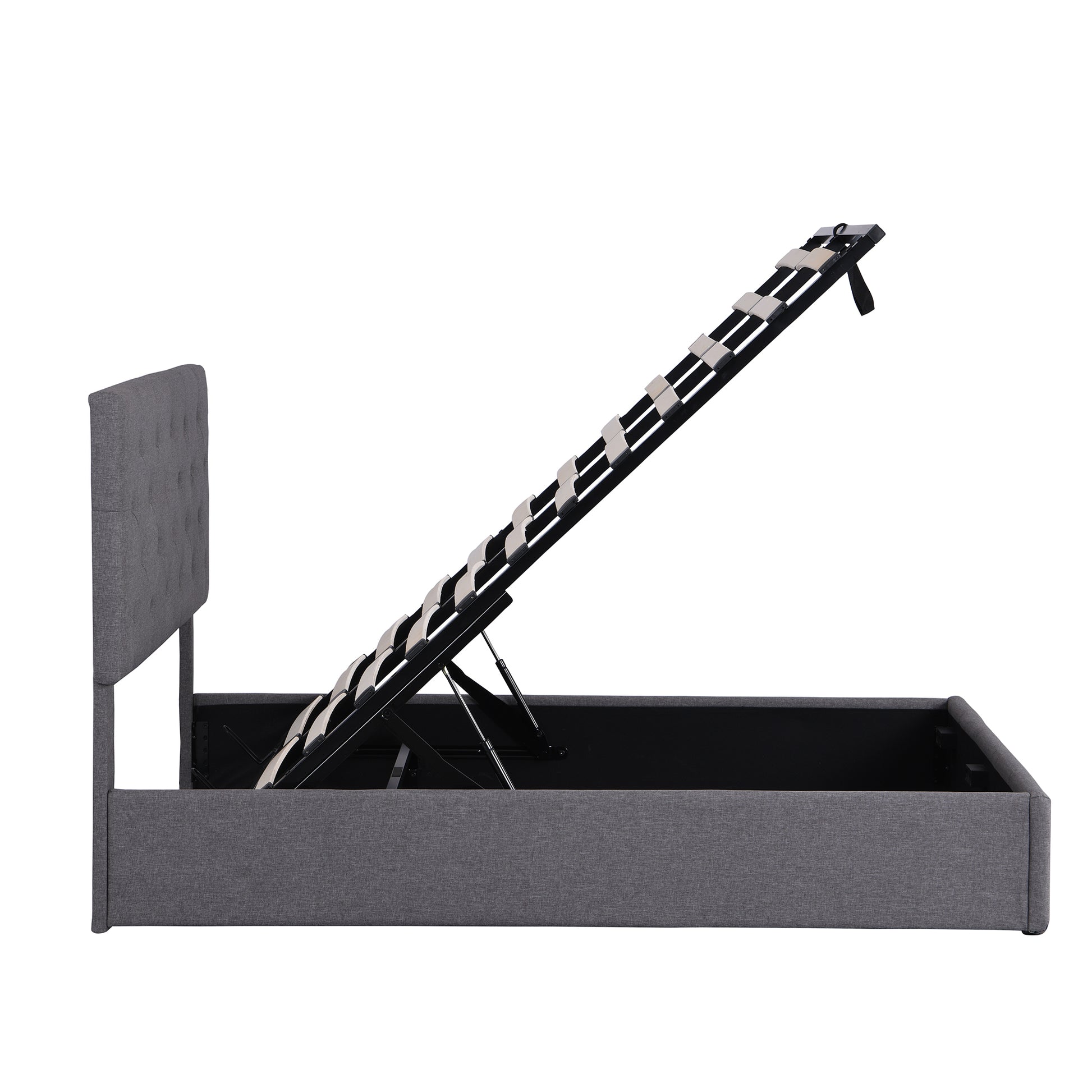 Full Size Upholstered Platform Bed With A Hydraulic Storage System Gray Gray Upholstered