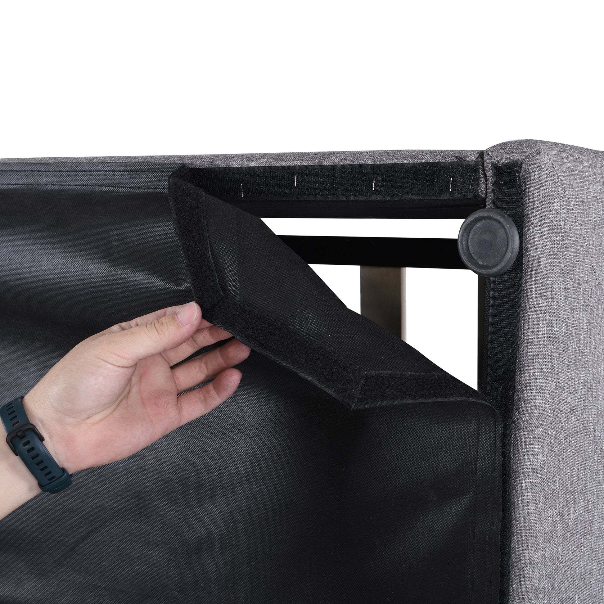 Queen Size Upholstered Platform Bed With A Hydraulic Storage System Gray Gray Upholstered