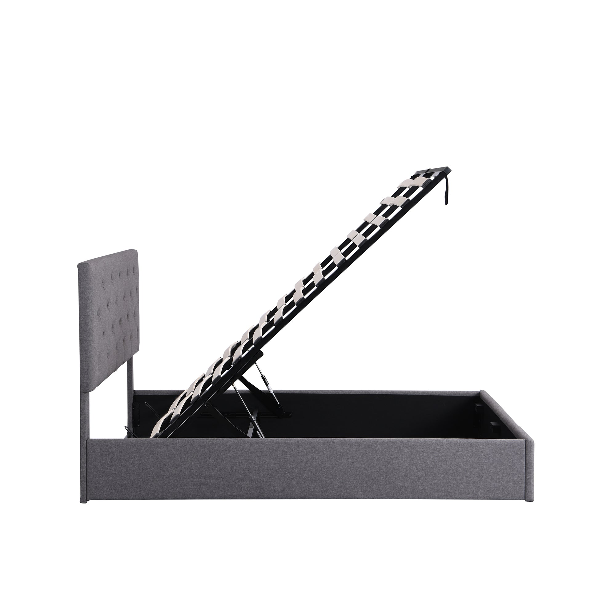 Queen Size Upholstered Platform Bed With A Hydraulic Storage System Gray Gray Upholstered