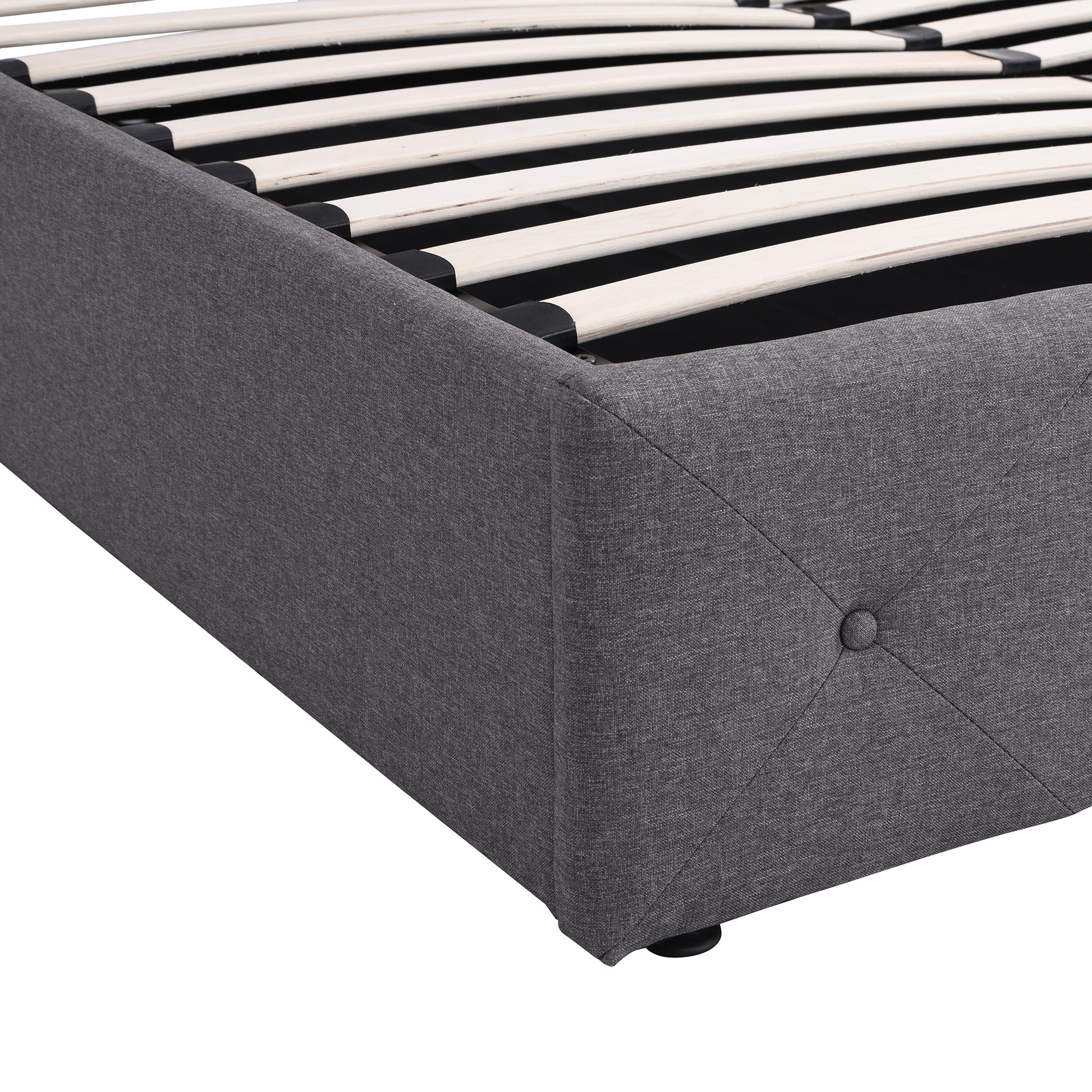 Queen Size Upholstered Platform Bed With A Hydraulic Storage System Gray Gray Upholstered
