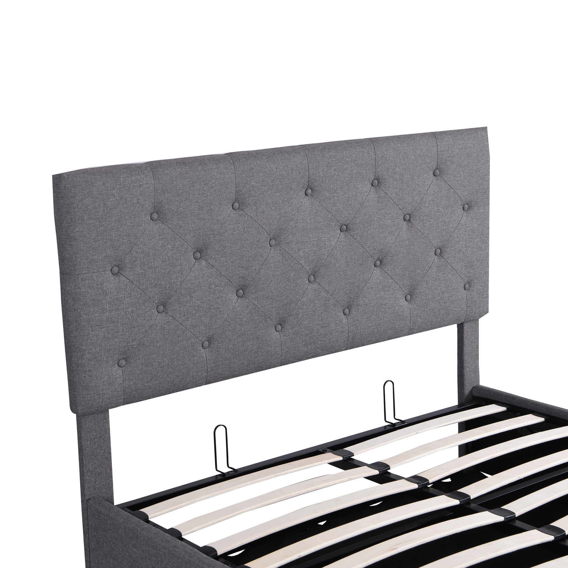 Full Size Upholstered Platform Bed With A Hydraulic Storage System Gray Gray Upholstered