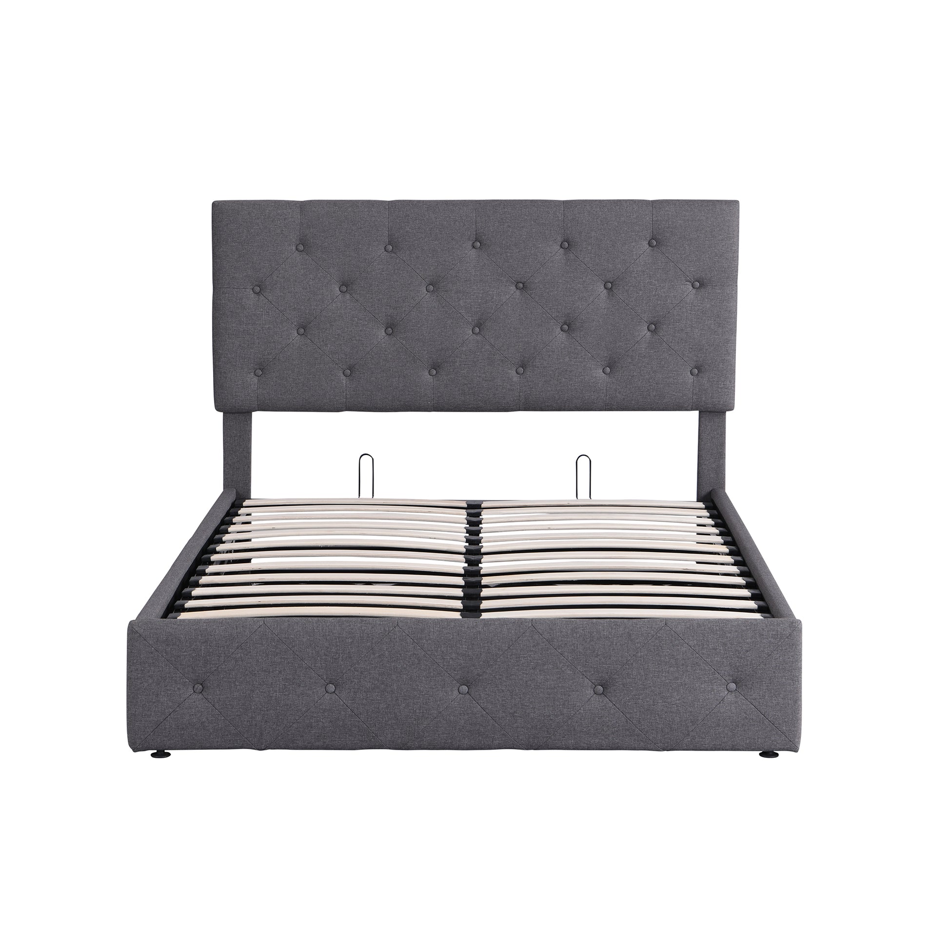Full Size Upholstered Platform Bed With A Hydraulic Storage System Gray Gray Upholstered