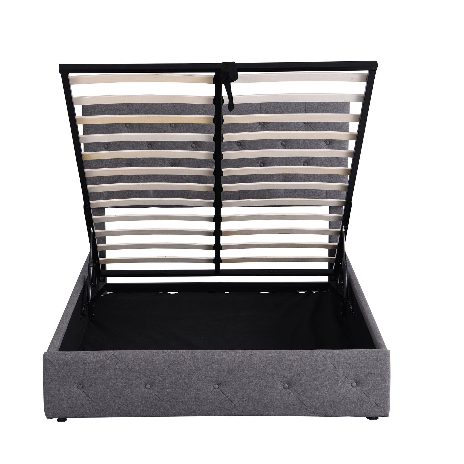 Full Size Upholstered Platform Bed With A Hydraulic Storage System Gray Gray Upholstered