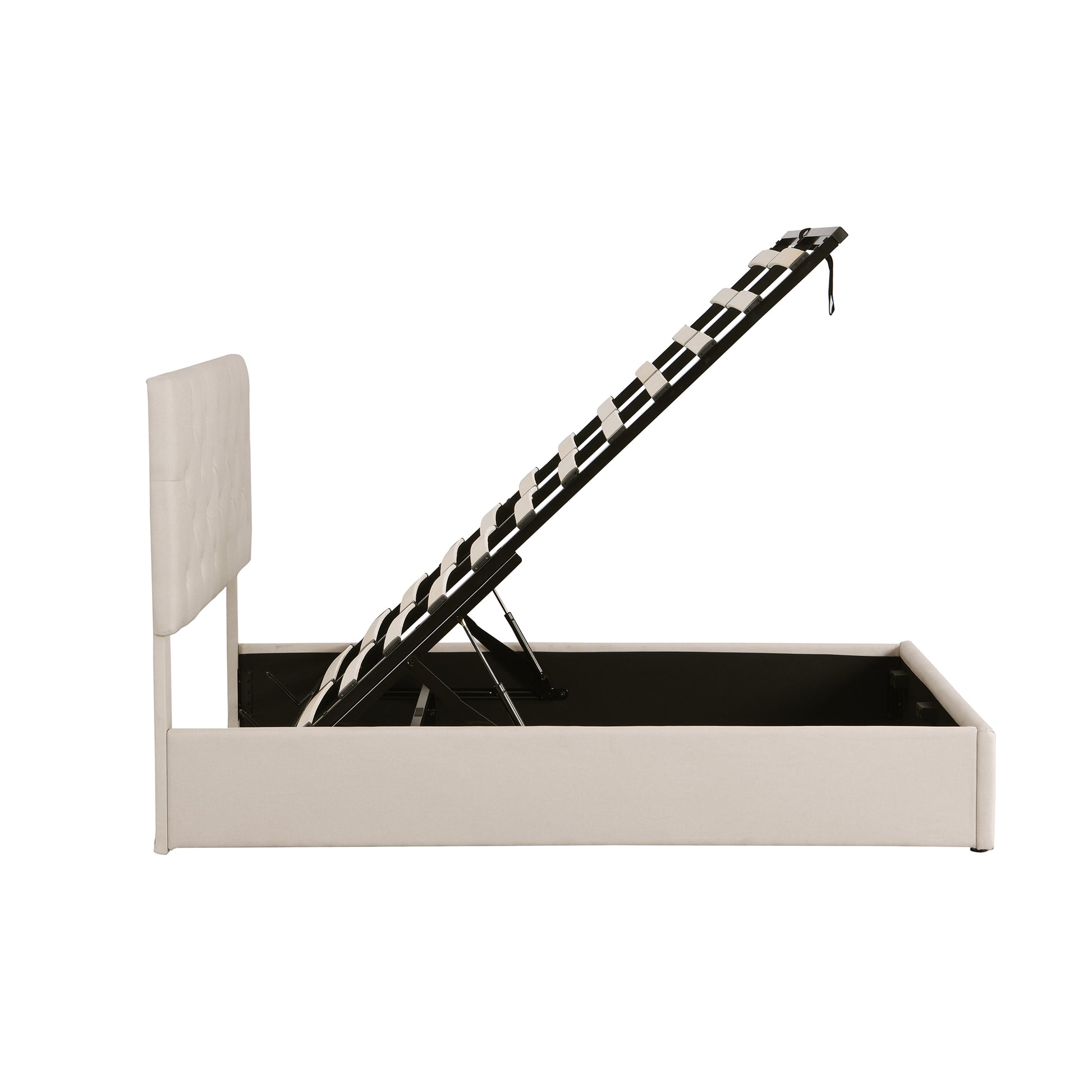 Full Size Upholstered Platform Bed With A Hydraulic Storage System Beige Beige Upholstered