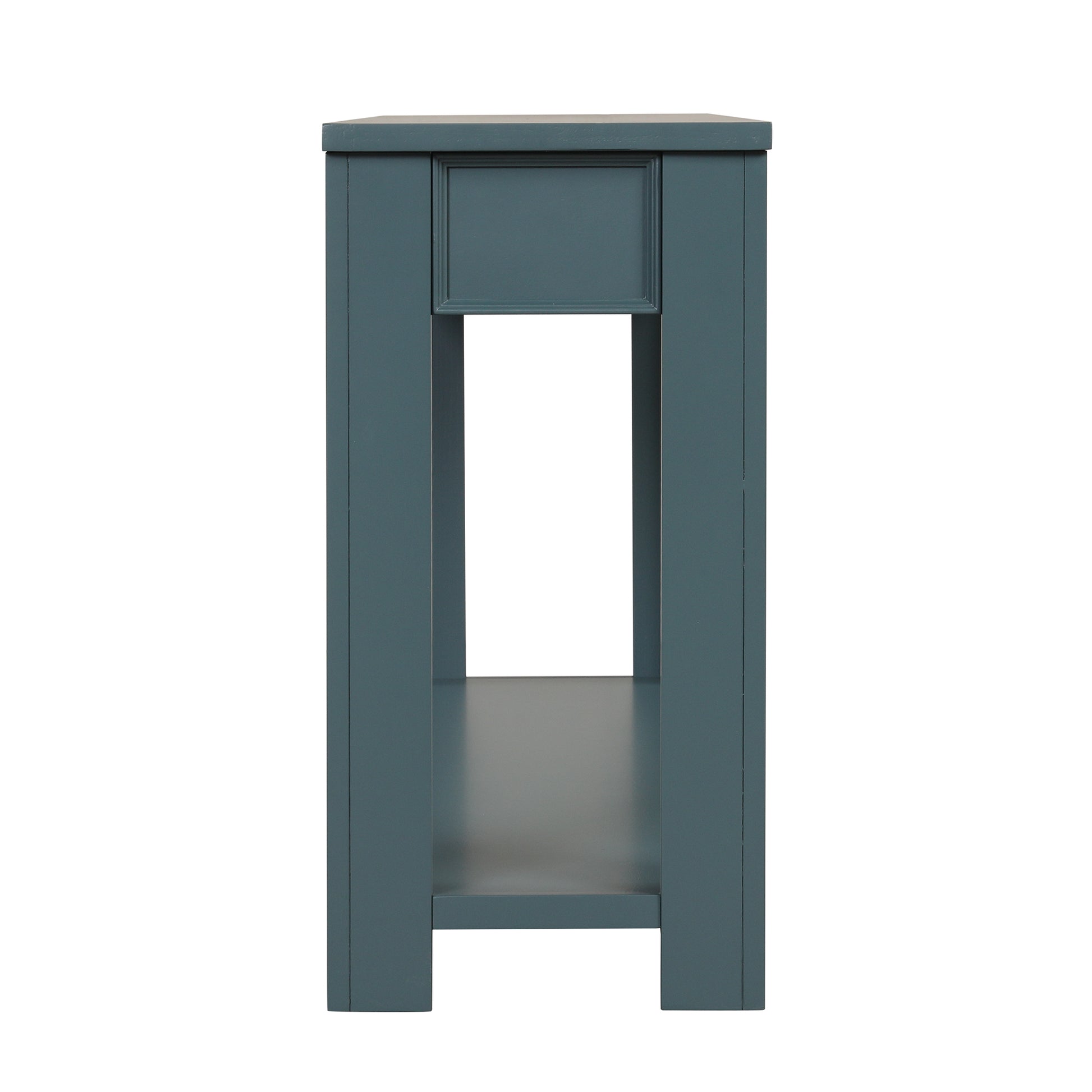 63" Pine Wood Console Table With 4 Drawers And 1 Bottom Shelf For Entryway Hallway Easy Assembly 63 Inch Long Sofa Table Dark Blue Blue Pine