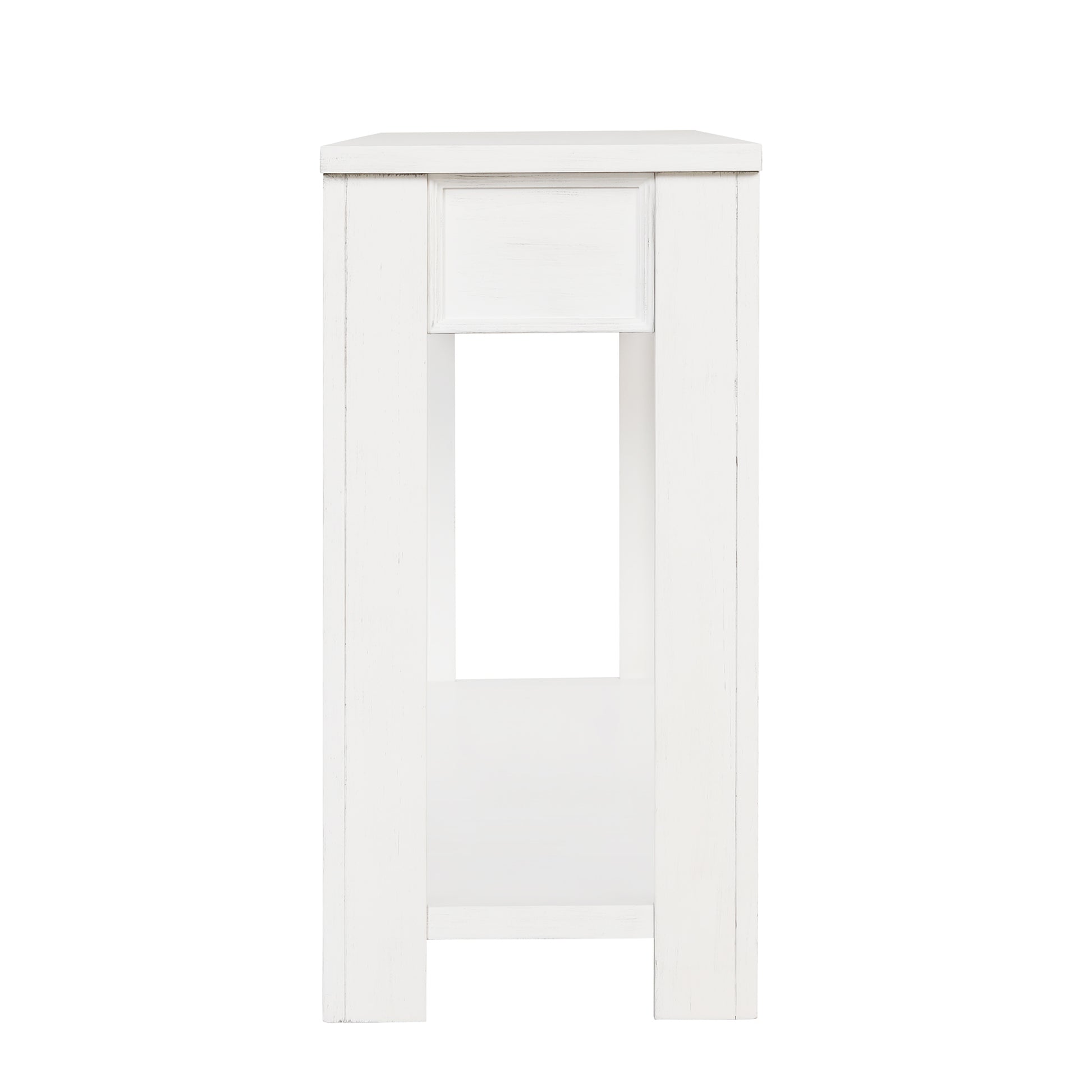 63" Pine Wood Console Table With 4 Drawers And 1 Bottom Shelf For Entryway Hallway Easy Assembly 63 Inch Long Sofa Table Antique White Antique White Pine