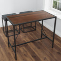 Riley Indoor Walnut Metal Pub Dining Table With Metal Frame Walnut Black Metal & Wood