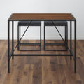 Riley Indoor Walnut Metal Pub Dining Table With Metal Frame Walnut Black Metal & Wood