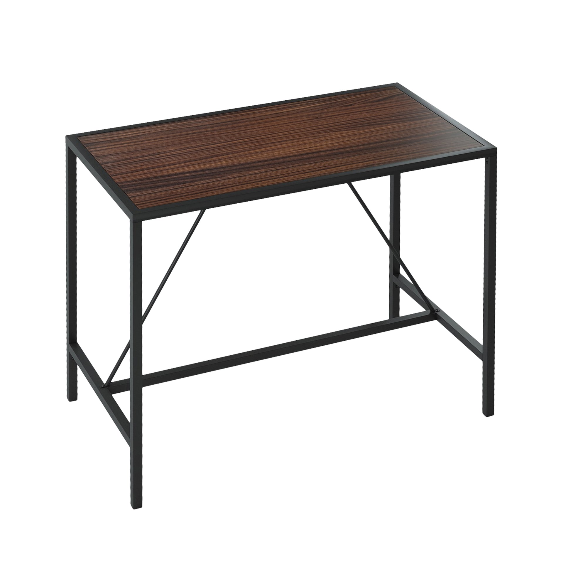 Riley Indoor Walnut Metal Pub Dining Table With Metal Frame Walnut Black Metal & Wood