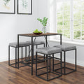 Riley Indoor Walnut Metal Pub Dining Table With Metal Frame Walnut Black Metal & Wood