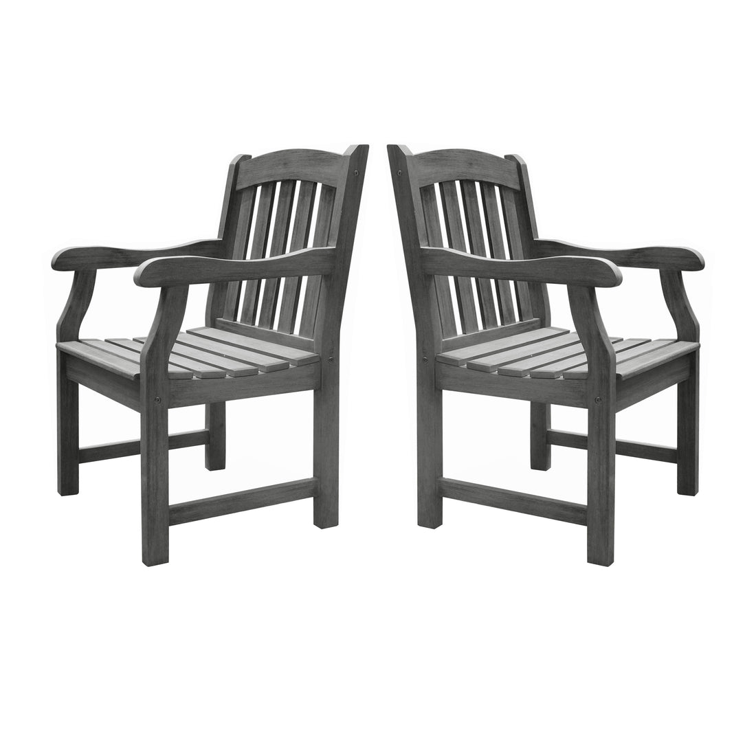 Malibu Outdoor Garden Armchair Gray Solid Wood