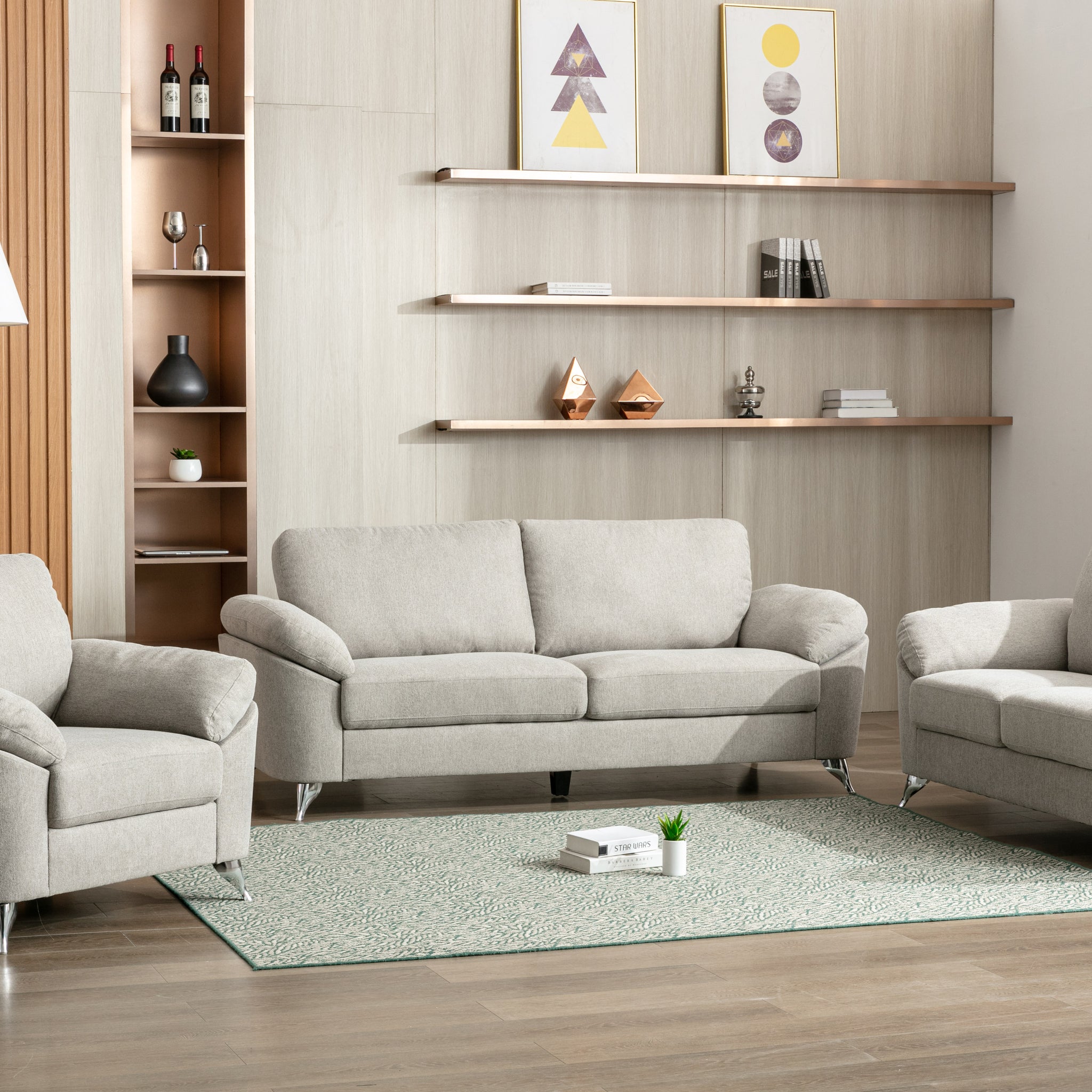 Contemporary Living Room 1Pc Gray Color Sofa With Metal Legs Plywood Casual Style Furniture Gray Primary Living Space Fabric