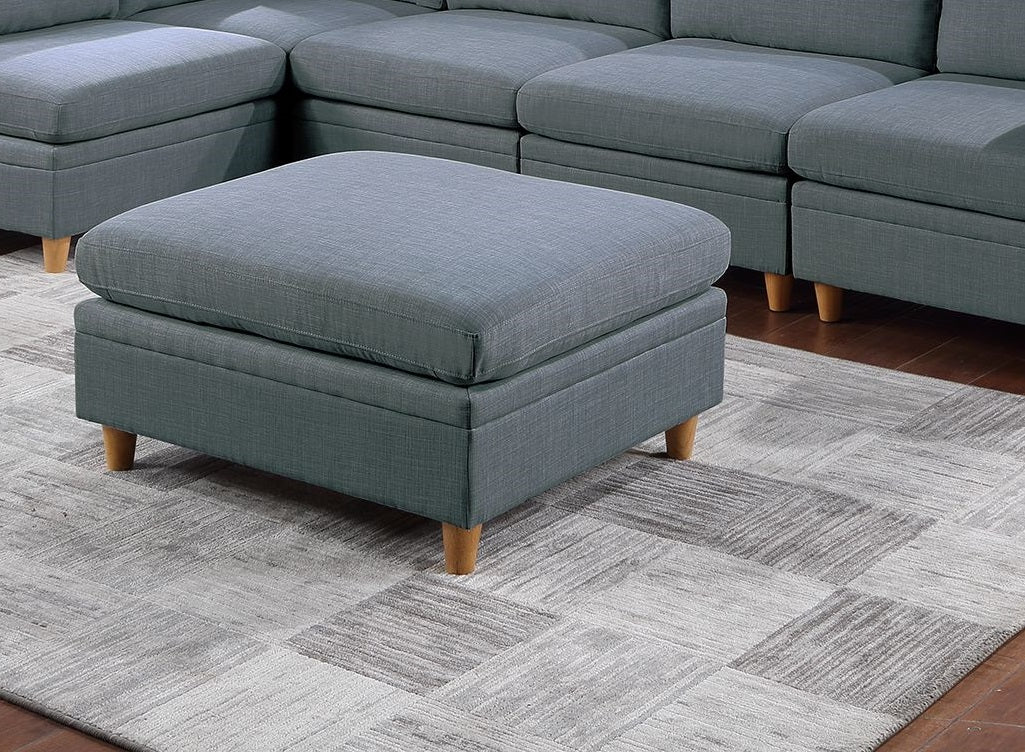 Living Room Furniture Ottoman Steel Color Dorris Fabric 1Pc Cushion Ottomans Wooden Legs Deco Grey Mix Primary Living Space Grey Contemporary,Transitional Fabric