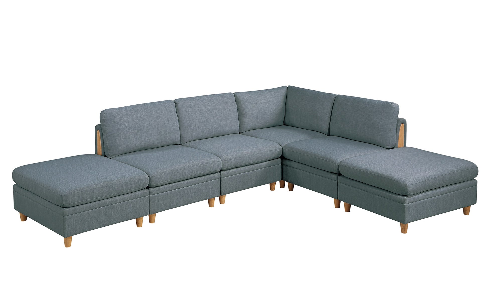 Living Room Furniture Corner Wedge Steel Color Dorris Fabric 1Pc Cushion Wedge Sofa Wooden Legs Grey Mix Primary Living Space Contemporary,Transitional Fabric