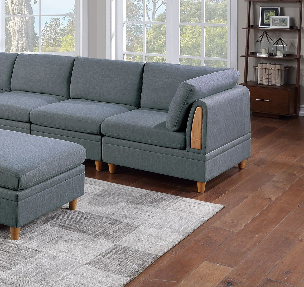 Living Room Furniture Armless Chair Steel Color Dorris Fabric 1Pc Cushion Armless Chair Wooden Deco Grey Mix Primary Living Space Contemporary,Transitional Fabric