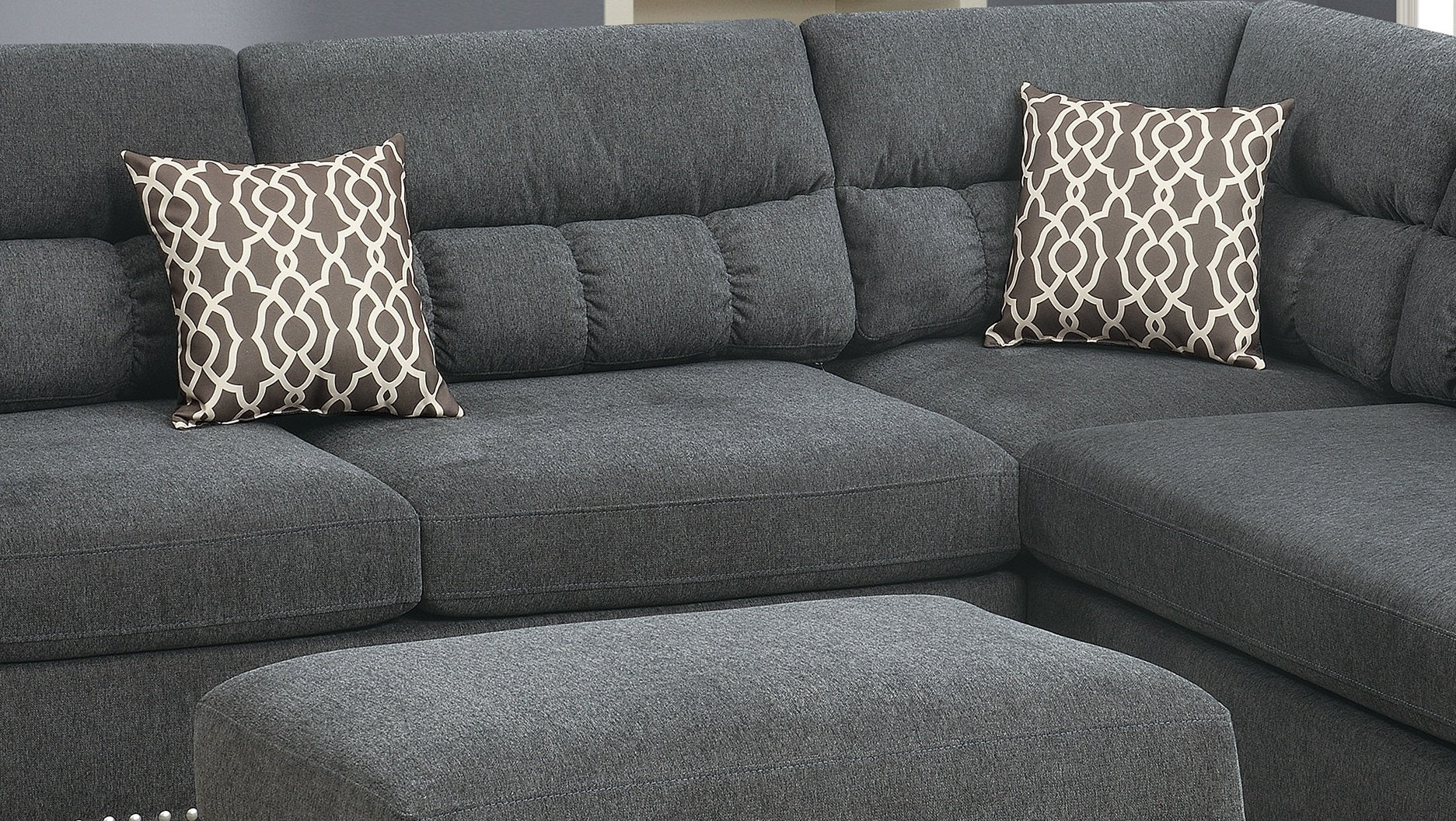 Sectional Sofa Slate Color Velvet Fabric Reversible Chaise Sofa Sectional W Pillows Cocktail Storage Ottoman 3Pc Set Grey Mix Velvet Wood Primary Living Space Cushion Back Contemporary,Modern Pillow Top Arms Velvet 5 Seat