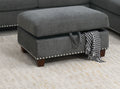 Sectional Sofa Slate Color Velvet Fabric Reversible Chaise Sofa Sectional W Pillows Cocktail Storage Ottoman 3Pc Set Grey Mix Velvet Wood Primary Living Space Cushion Back Contemporary,Modern Pillow Top Arms Velvet 5 Seat