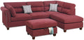 Sectional Sofa Red Velvet #F6419 Red Fabric 4 Seat