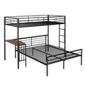 Twin Over Full Metal Bunk Bed With Desk, Ladder And Quality Slats For Bedroom, Metallic Black Old Sku :Lp000092Aab Black Metal