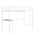 Twin Over Full Metal Bunk Bed With Desk, Ladder And Quality Slats For Bedroom, Metallic White Old Sku :Lp000092Aak White Metal