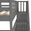 Stairway Full Over Full Bunk Bed With Storage And Guard Rail For Bedroom, Dorm, Gray Old Sku:Lp000110Aae Gray Solid Wood